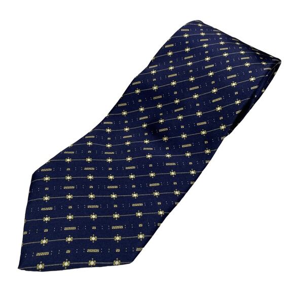 Vintage Versace Mens Navy Blue 100% Silk Made In Italy Neck Tie - Picture 1 of 9